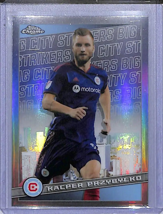 Kacper Przybylko soccer trading card from 2022 Topps Chrome Big City Strikers series