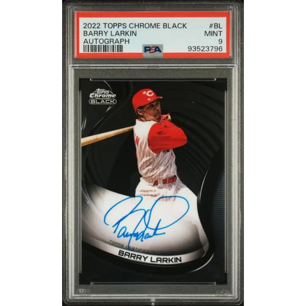 2022 Topps Chrome Black #CBA-BL Barry Larkin PSA 9 MINT Auto Cincinnati Reds Baseball Card