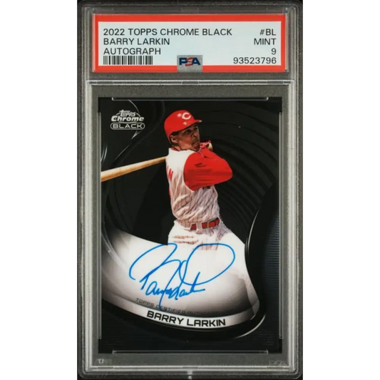 2022 Topps Chrome Black #CBA-BL Barry Larkin PSA 9 MINT Auto Cincinnati Reds Baseball Card