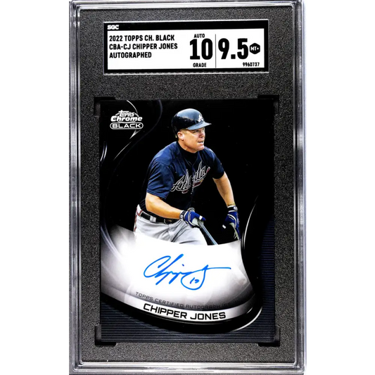 2022 Topps Chrome Black #CBA-CJ Chipper Jones SGC 9.5 MINT+ Auto Atlanta Braves Baseball Card