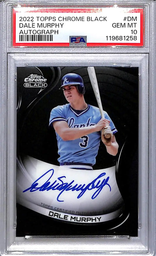 2022 Topps Chrome Black #CBA-DM Dale Murphy PSA 10 GEM MINT Auto Atlanta Braves - Sports Card