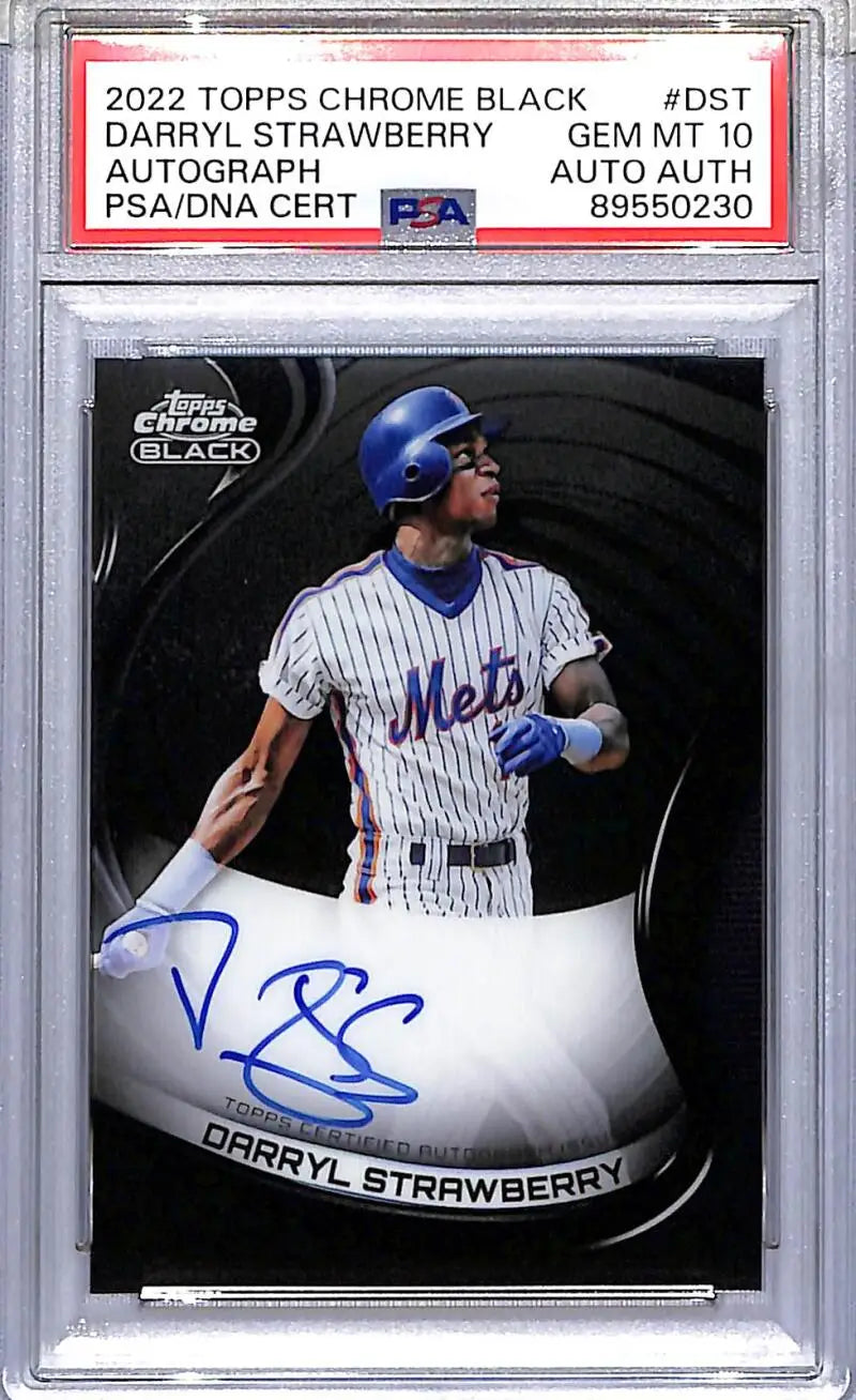 Autographed Darryl Strawberry baseball card from 2022 Topps Chrome Black Topps Chrome