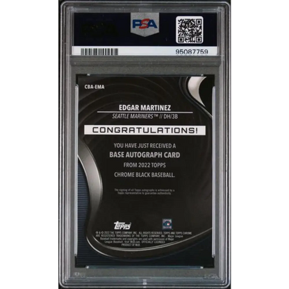 2022 Topps Chrome Black #CBA-EMA Edgar Martinez PSA 10 GEM MINT Auto Seattle Mariners Baseball Card Image 2