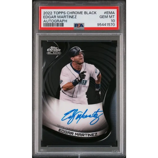 2022 Topps Chrome Black #CBA-EMA Edgar Martinez PSA 10 GEM MINT Auto Seattle Mariners Baseball Card Image 1