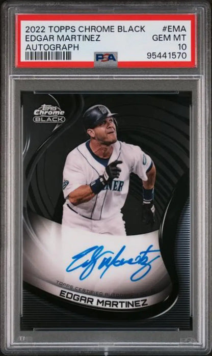 Graded Edgar Martinez Seattle Mariners baseball card with autograph and gem mint PSA 10