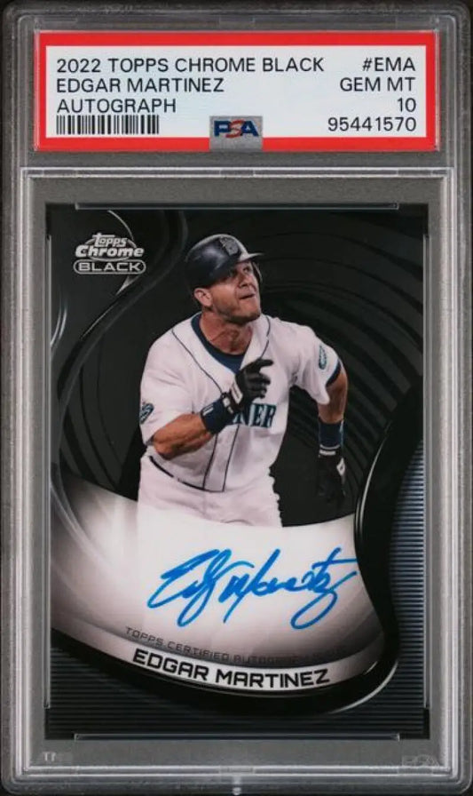 Graded Edgar Martinez Seattle Mariners baseball card with autograph and gem mint PSA 10