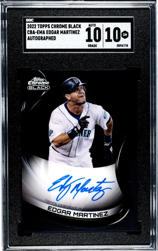 2020 Topps Chrome Black Edgar Martinez autographed baseball card graded 10/10 SGC 10
