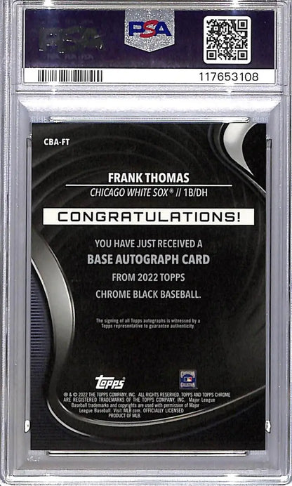 2022 Topps Chrome Black #CBA-FT Frank Thomas PSA 9 MINT Auto Chicago White Sox