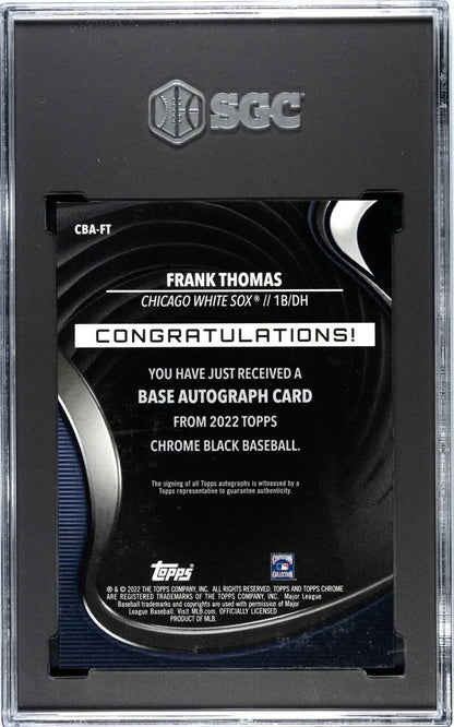 Graded Frank Thomas Chicago White Sox baseball card from 2022 Topps Chrome Black