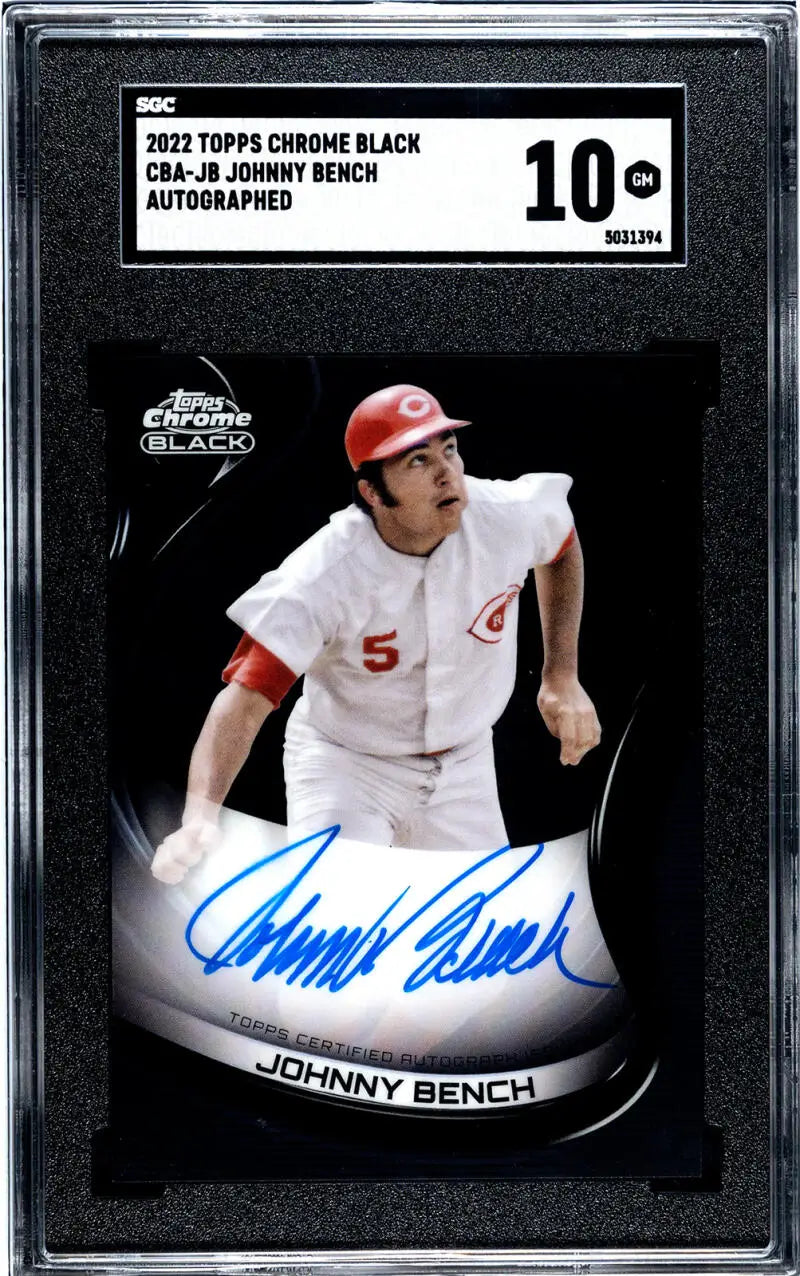 Graded 2012 Topps Chrome Black Gem Auto Johnny Bench Cincinnati Reds Baseball Card
