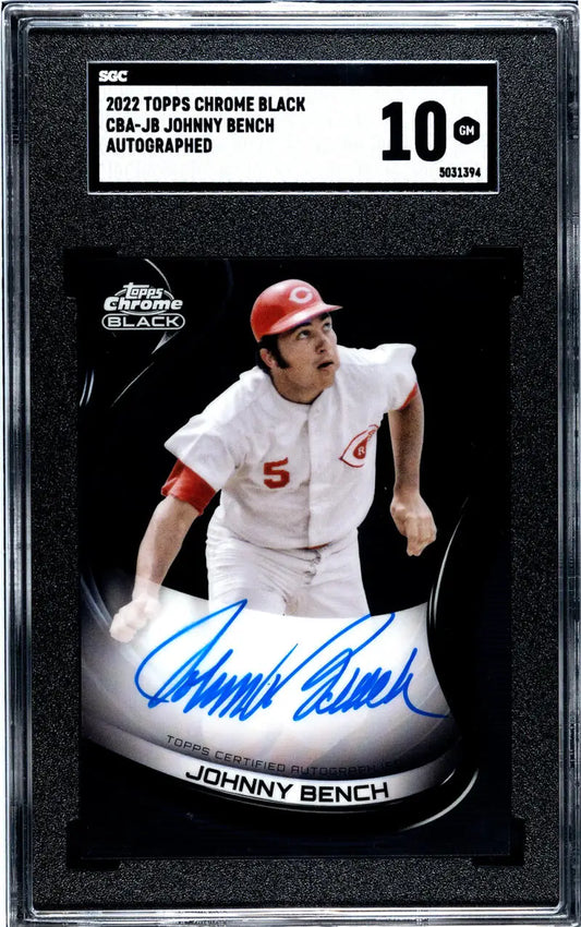 Graded 2012 Topps Chrome Black Gem Auto Johnny Bench Cincinnati Reds Baseball Card