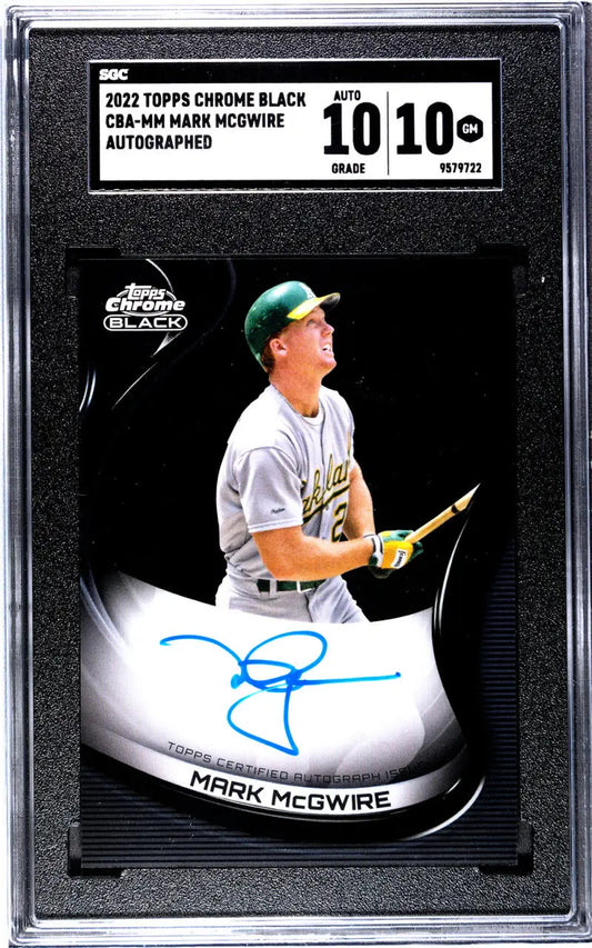 Graded 2020 Topps Chrome Black autographed Mark McGwire Oakland Athletics baseball card