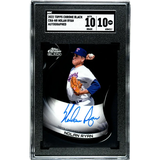 2022 Topps Chrome Black #CBA-NR Nolan Ryan SGC 10 Gem Auto Texas Rangers Baseball Card