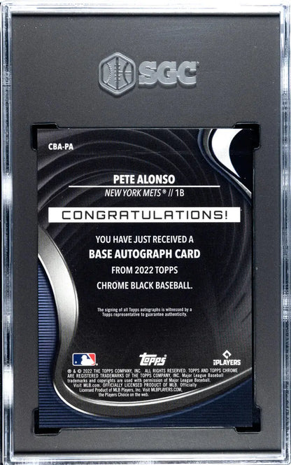 Baseball card redemption notice for 2022 Topps Chrome Black Pete Alonso New York Mets