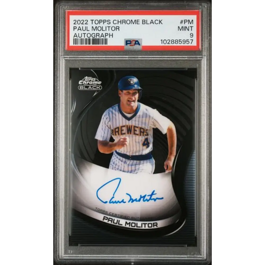 2022 Topps Chrome Black #CBA-PM Paul Molitor PSA 9 MINT Auto Milwaukee Brewers Baseball Card