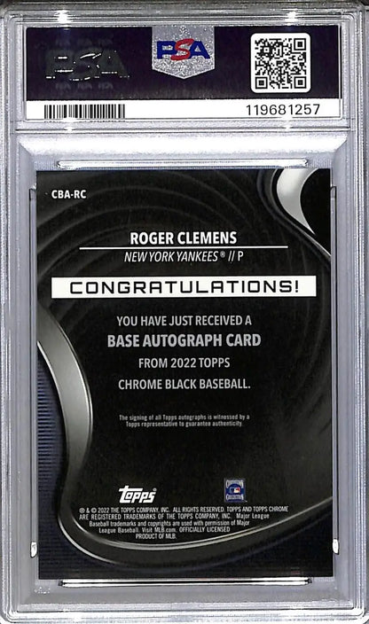 2022 Topps Chrome Black #CBA-RC Roger Clemens PSA 10 GEM MINT Auto New York Yankees