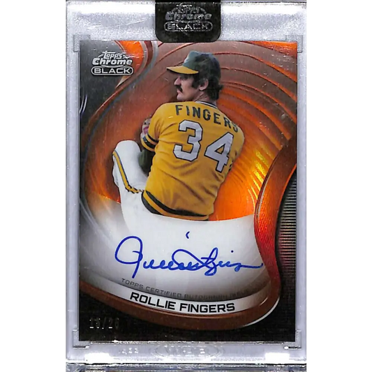 2022 Topps Chrome Black #CBA-RF Rollie Fingers Autographs Orange Refractors #/25  Baseball Card