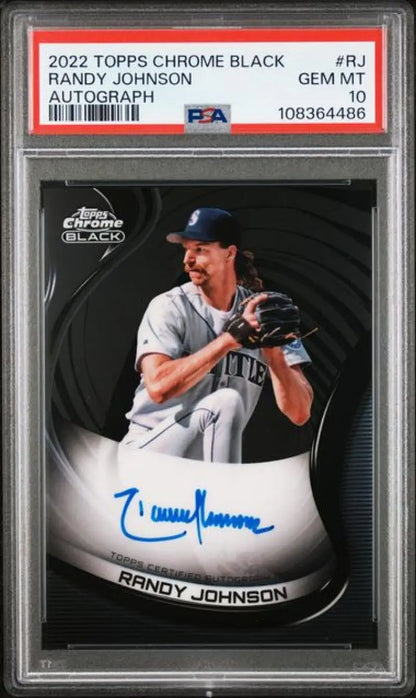 Randy Johnson autographed 2022 Topps Chrome Black PSA 10 GEM MINT baseball card