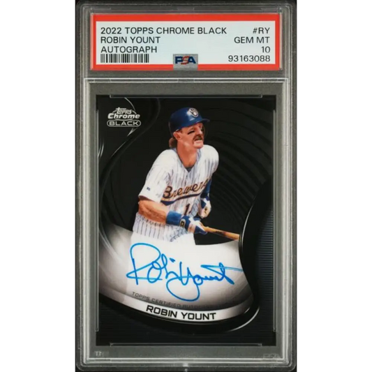 2022 Topps Chrome Black #CBA-RY Robin Yount PSA 10 GEM MINT Auto Milwaukee Brewers Baseball Card