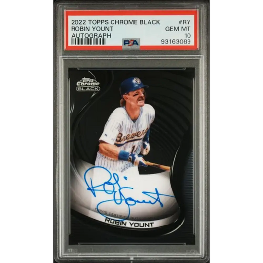 2022 Topps Chrome Black #CBA-RY Robin Yount PSA 10 GEM MINT Auto Milwaukee Brewers Baseball Card