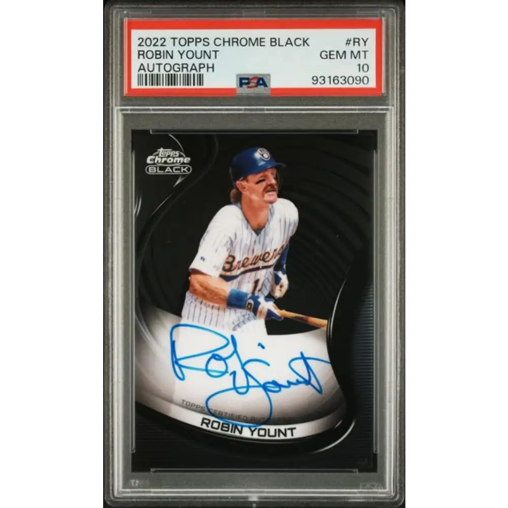 2022 Topps Chrome Black #CBA-RY Robin Yount PSA 10 GEM MINT Auto Milwaukee Brewers Baseball Card