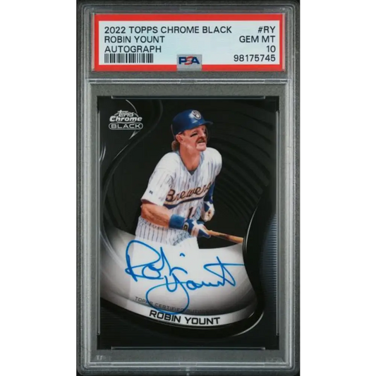 2022 Topps Chrome Black #CBA-RY Robin Yount PSA 10 GEM MINT Auto Milwaukee Brewers Baseball Card