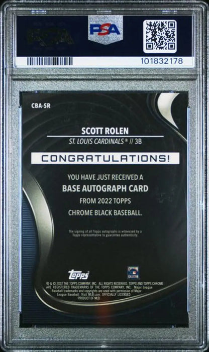 PSA-graded 2022 Topps Chrome Black Scott Rolen GEM MINT Auto St. Louis Cardinals Card