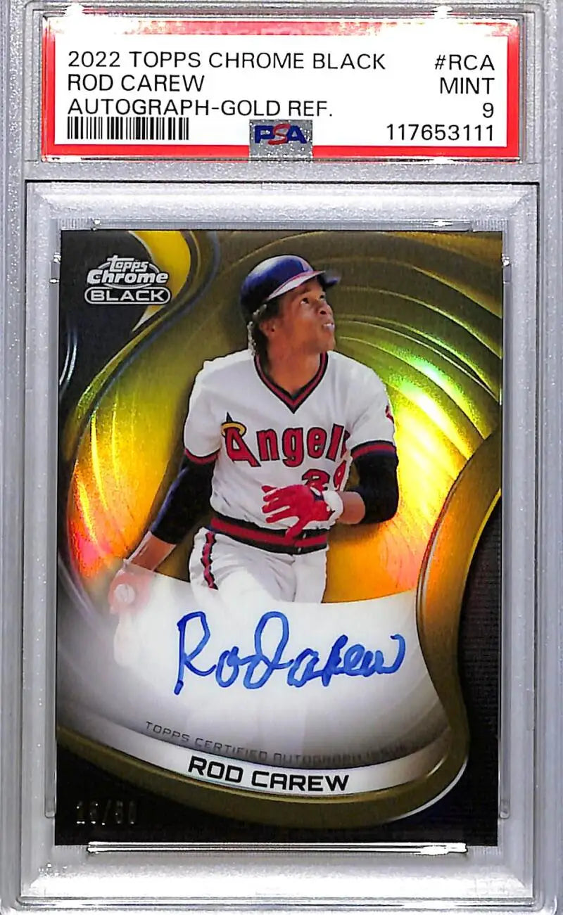 2022 Topps Chrome Black Gold #CBA-RCA Rod Carew PSA 9 MINT Auto 15/50 Los Angeles Angels