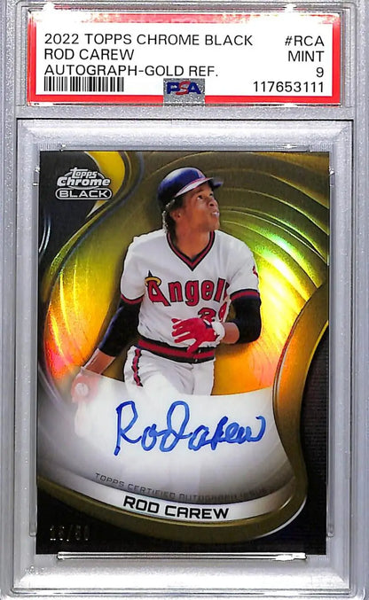 2022 Topps Chrome Black Gold #CBA-RCA Rod Carew PSA 9 MINT Auto 15/50 Los Angeles Angels