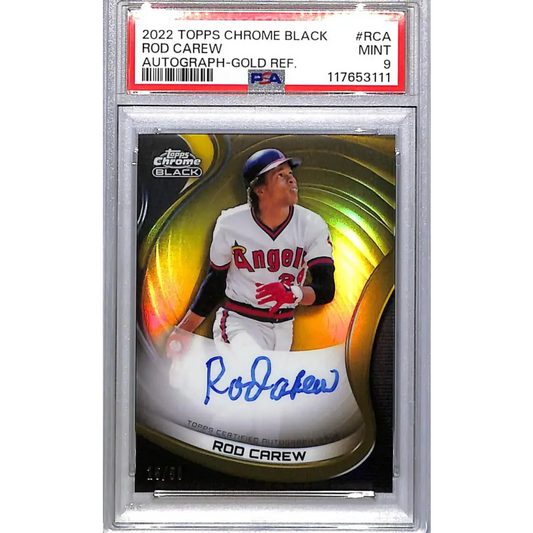 2022 Topps Chrome Black Gold #CBA-RCA Rod Carew PSA 9 MINT Auto 15/50 Los Angeles Angels