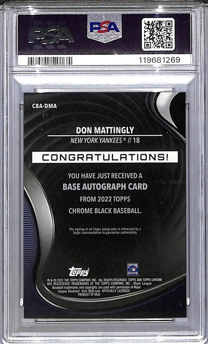 2022 Topps Chrome Black Gold Mini Diamond #CBA-DMA Don Mattingly PSA 10 GEM MINT Auto 19/50 New York Yankees
