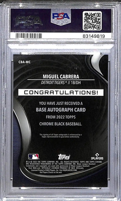 2022 Topps Chrome Black Gold Mini Diamond #CBA-MC Miguel Cabrera PSA 9 MINT Auto 25/50 Detroit Tigers