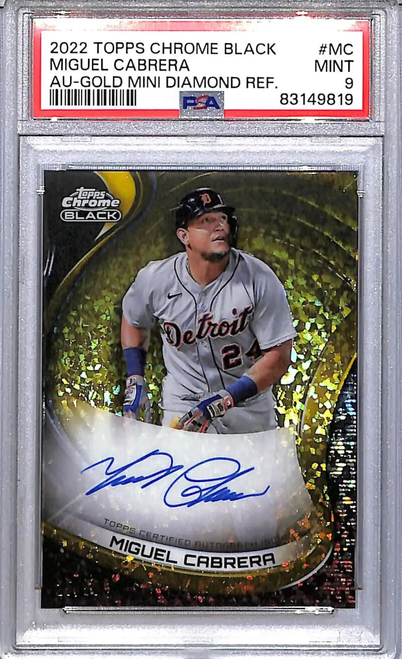 2022 Topps Chrome Black Gold Mini Diamond #CBA-MC Miguel Cabrera PSA 9 MINT Auto 25/50 Detroit Tigers