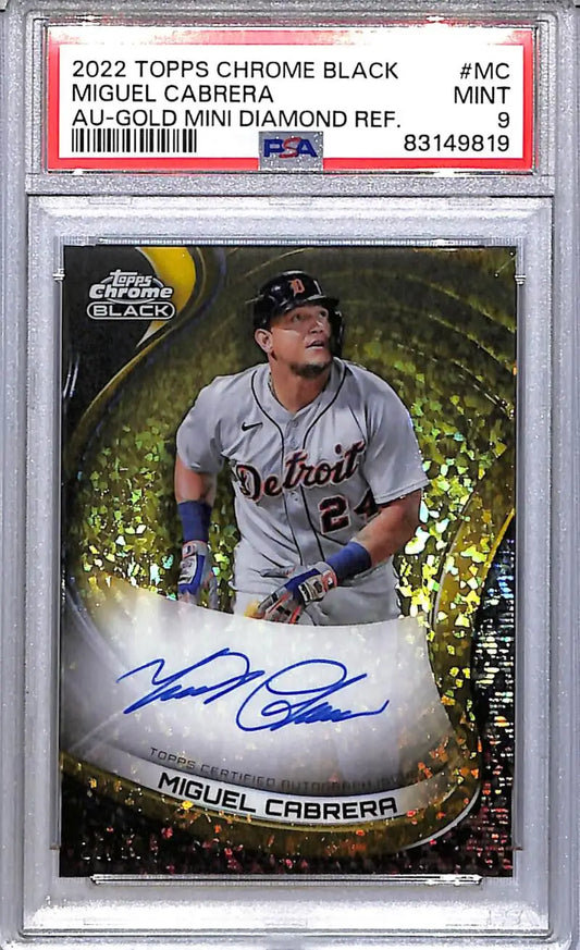 2022 Topps Chrome Black Gold Mini Diamond #CBA-MC Miguel Cabrera PSA 9 MINT Auto 25/50 Detroit Tigers