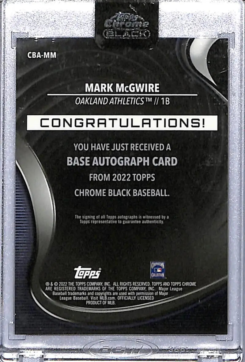 2022 Topps Chrome Black Magenta Mark McGwire auto card with autograph and serial number