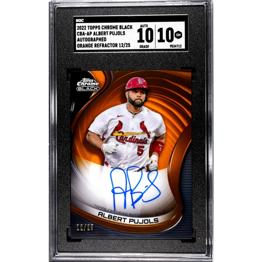 2022 Topps Chrome Black Orange #CBA-AP Albert Pujols SGC 10 Gem Auto 12/25 St. Louis Cardinals Baseball Card