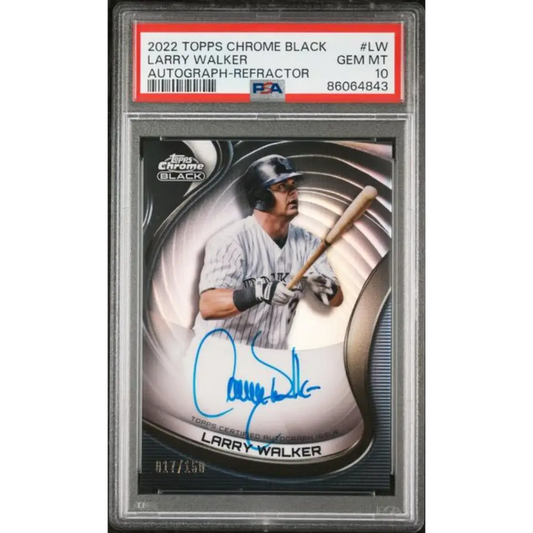 2022 Topps Chrome Black Refractor #CBA-LW Larry Walker PSA 10 GEM MINT Auto 17/150 Colorado Rockies Baseball Card