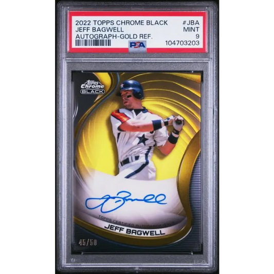 2022 Topps Chrome Black Refractor Gold #CBA-JBA Jeff Bagwell PSA 9 MINT Auto 45/50 Houston Astros Baseball Card