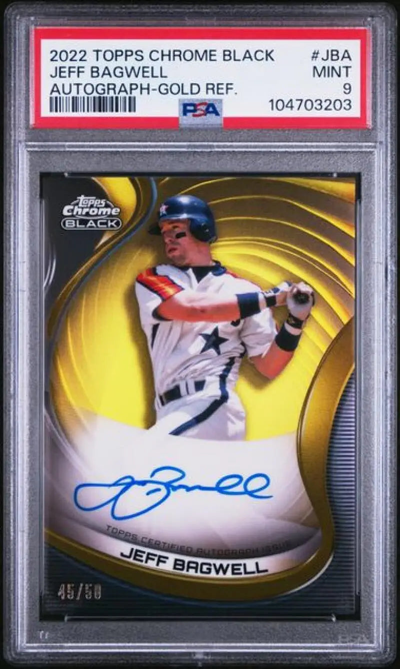Graded Jeff Bagwell autographed 2022 Topps Chrome Black Refractor baseball card