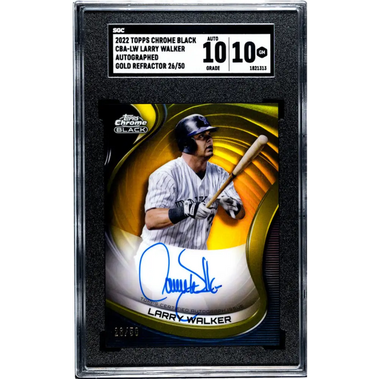 2022 Topps Chrome Black Refractor Gold #CBA-LW Larry Walker SGC 10 Gem Auto 26/50 Colorado Rockies Baseball Card
