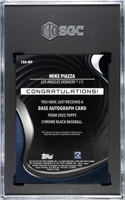 SGC-graded 2022 Topps Chrome Black Refractor Gold Mini-Diamond Mike Piazza autograph card