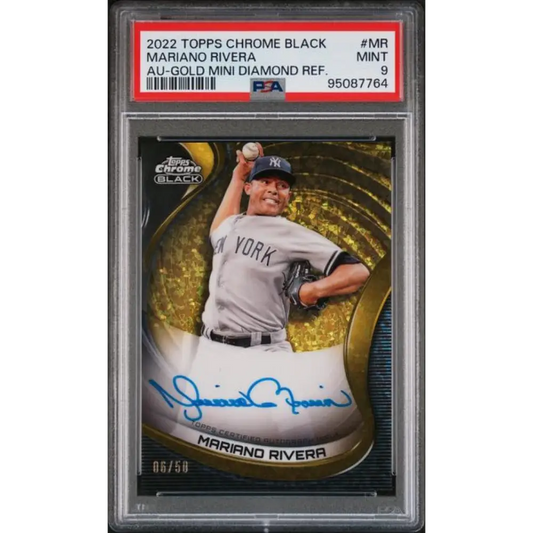 2022 Topps Chrome Black Refractor Gold Mini-Diamond #CBA-MR Mariano Rivera PSA 9 MINT Auto 6/50 New York Yankees Baseball Ca