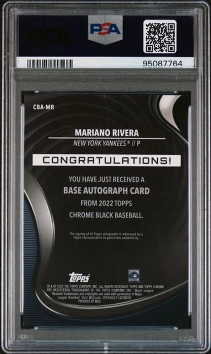 PSA 9 Mint Mariano Rivera Autograph Card 2022 Topps Chrome Black Refractor Gold 6/50