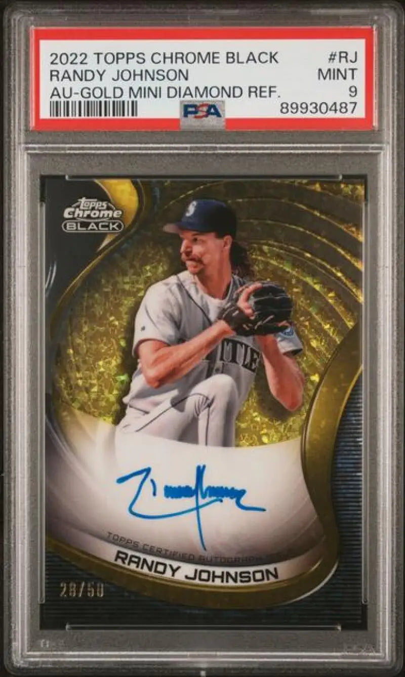 PSA 9 MINT 2022 Topps Chrome Black Refractor Randy Johnson Auto Seattle Mariners Card