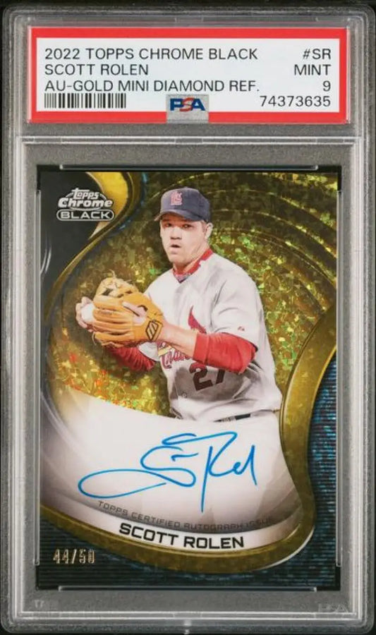 PSA-graded 2022 Topps Chrome Black Refractor Scott Rolen Auto 44/50 St. Louis Cardinals Card