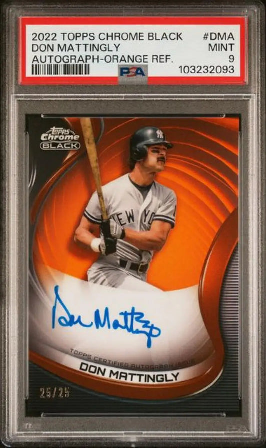 Graded Don Mattingly autographed baseball card from 2022 Topps Chrome for New York Yankees