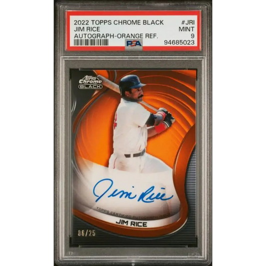 2022 Topps Chrome Black Refractor Orange #CBA-JRI Jim Rice PSA 9 MINT Auto 6/25 Boston Red Sox Baseball Card