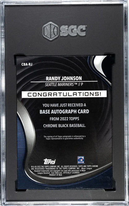 SGC-graded 2022 Topps Chrome Black Randy Johnson baseball card Seattle Mariners auto