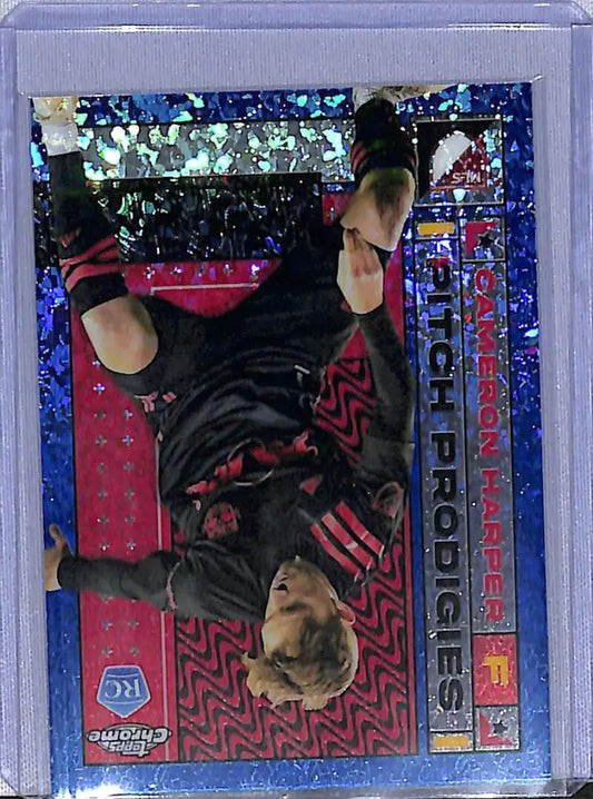 Cameron Harper soccer card from 2022 Topps Chrome Blue Mini Diamonds Pitch Prodigies
