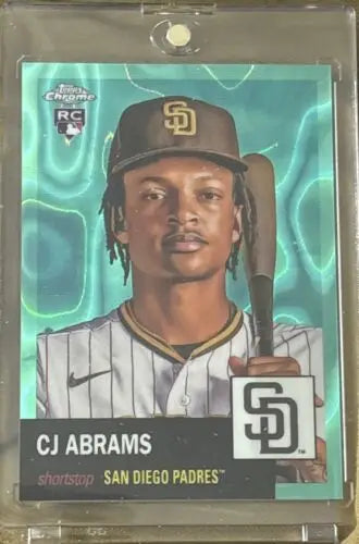 CJ Abrams Baseball Card from 2022 Topps Chrome RC /299 Platinum Rare Refractor